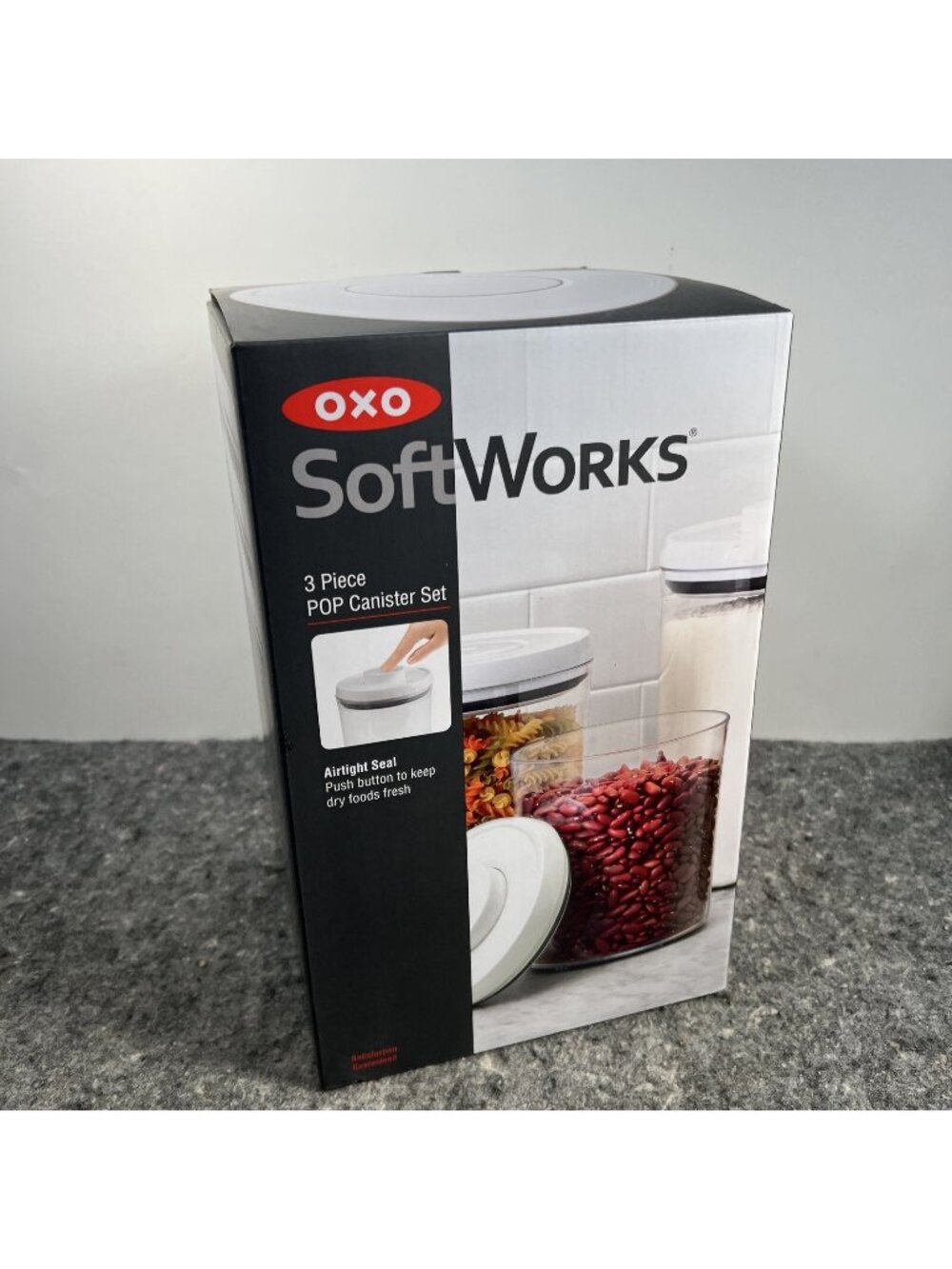 OXO Softworks 3 Piece POP Canister Set-White 21161000 1.9qt, 3qt, 4.5qt Nesting